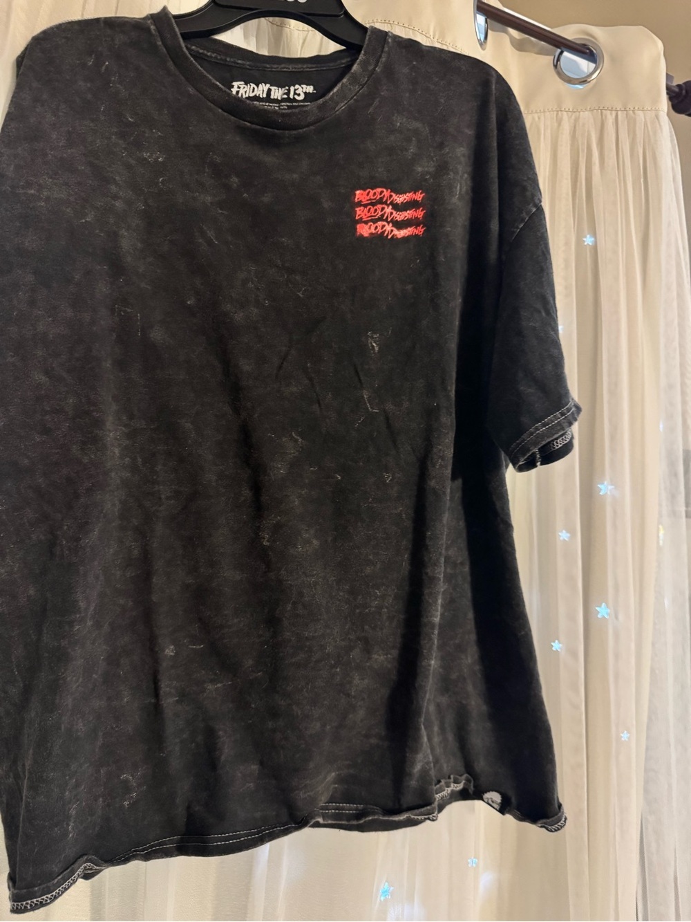 Ripple Junction Black Short-Sleeve Graphic Tee with Red Chest Accent